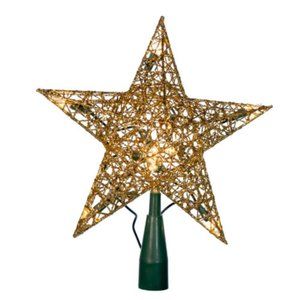 Star Tree Topper Large Gold Filigree Wire Christmas LED Light Up 9" Kurt Adler